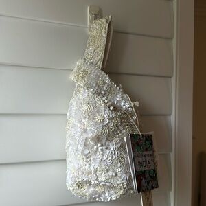 White Beaded Bag Made in India NWT